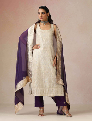 TrueBrowns Woven Kurta, Trouser/Pant & Dupatta Set