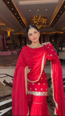 Ethniqelegance Embroidered Kurta, Sharara & Dupatta Set