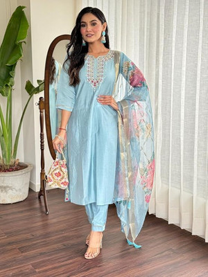 Bajrang Fashioned Embroidered Kurta, Trouser/Pant & Dupatta Set