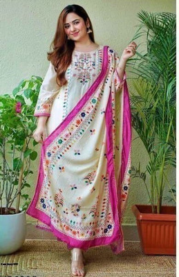 SAAVI Mehra creation Floral Print Kurta, Trouser/Pant & Dupatta Set