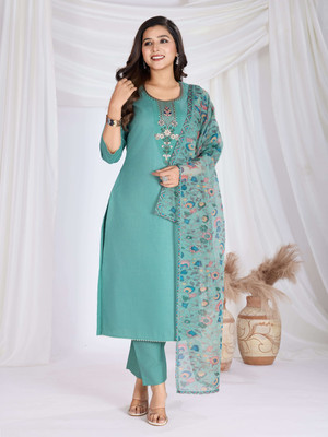 RAS RANI Embroidered Kurta, Salwar & Dupatta Set