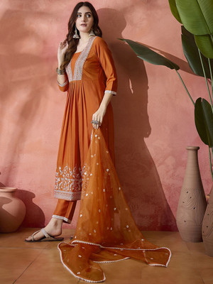 Sangria Embroidered Anarkali Kurta, Bottom & Dupatta Set