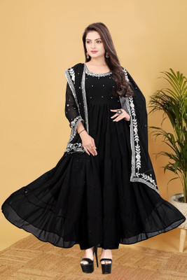 GRISHU COLLECTION Embroidered Anarkali Kurta, Bottom & Dupatta Set