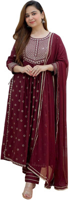 RegaLifestyle Embroidered Kurta, Salwar & Dupatta Set