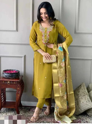Mahek Fashion Embroidered Kurta, Trouser/Pant & Dupatta Set