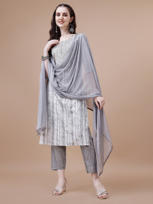Tasrika Embroidered Kurta, Trouser/Pant & Dupatta Set