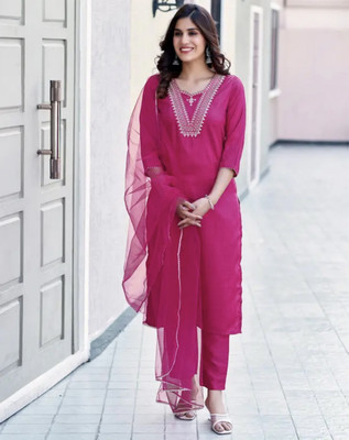 stylocollection Embroidered Kurta, Trouser/Pant & Dupatta Set