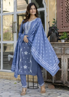 IQURACREATION Embroidered Kurta, Salwar & Dupatta Set