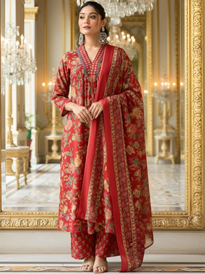 FADIFY FASHION Printed Kurta, Palazzo & Dupatta Set