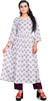 Runaya Nx Printed Anarkali Kurta, Bottom & Dupatta Set