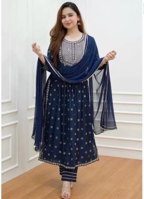 UGMAZ Embroidered Kurta, Palazzo & Dupatta Set