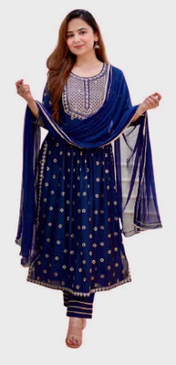 Rootsoul Fashion For You Embroidered Kurta, Trouser/Pant & Dupatta Set