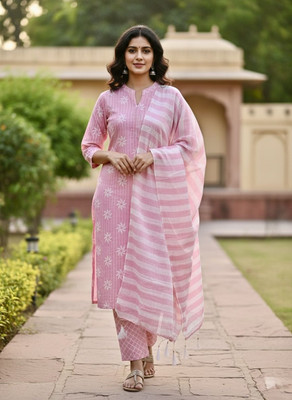 Fabricfetch Printed Kurta, Trouser/Pant & Dupatta Set