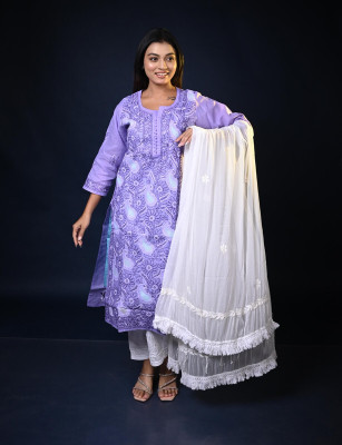 MALKIAT Embroidered Kurta, Trouser/Pant & Dupatta Set