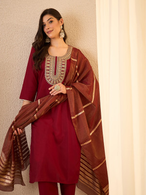 Royal Export Embroidered Kurta, Trouser/Pant & Dupatta Set