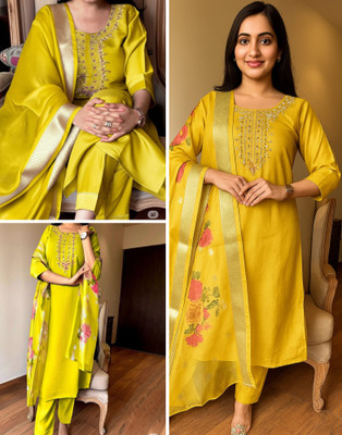 LIZORD FAB Embroidered Kurta, Trouser/Pant & Dupatta Set