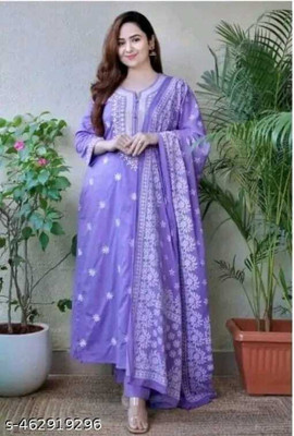 Zeny Enterprise Embroidered Kurta, Trouser/Pant & Dupatta Set