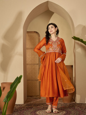 Sangria Embroidered Kurta, Trouser/Pant & Dupatta Set