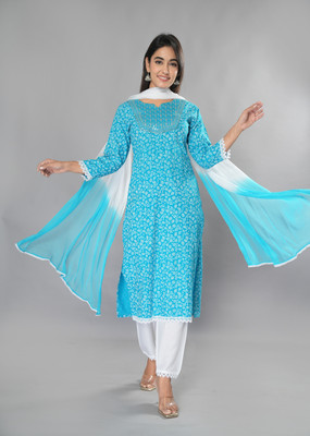 tushar handicrafts Embroidered Kurta, Dhoti Pant & Dupatta Set