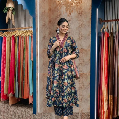 ALISHA FASHION Printed Anarkali Kurta, Bottom & Dupatta Set
