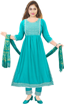 MNICreators Embroidered Kurta, Trouser/Pant & Dupatta Set