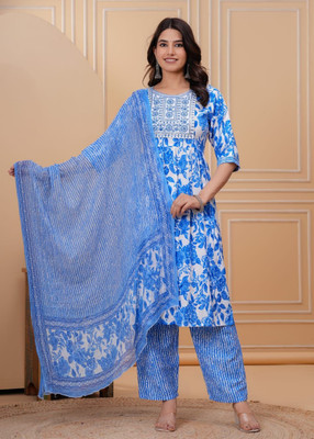 Clothonus Printed Kurta, Palazzo & Dupatta Set