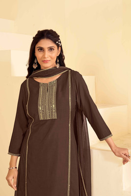 iwuman Solid Kurta, Trouser/Pant & Dupatta Set