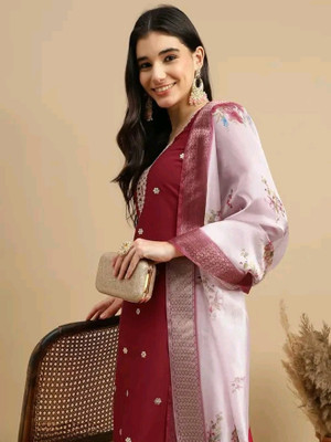 CLIW Embroidered Kurta, Trouser/Pant & Dupatta Set