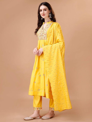 Varmaya Floral Print Kurta, Palazzo & Dupatta Set