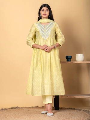 Readiprint Embroidered Kurta, Palazzo & Dupatta Set