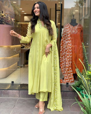 Firewave Solid Kurta, Trouser/Pant & Dupatta Set