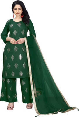 HOC's Embellished Kurta, Palazzo & Dupatta Set