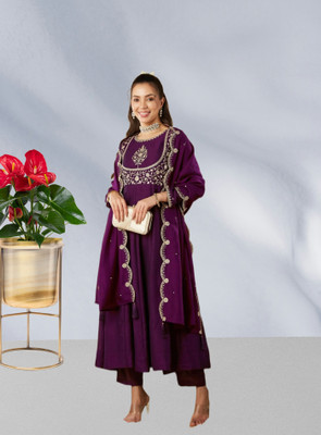 KHANJAN FASHION Embroidered, Floral Print, Self Design Kurta, Trouser/Pant & Dupatta Set