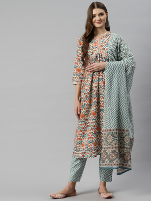 Readiprint Fashions Printed Kurta, Palazzo & Dupatta Set