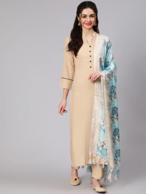 ishaanvi fashion Solid Kurta, Palazzo & Dupatta Set