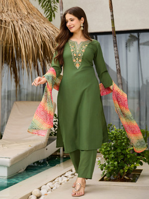 Prime Poster Embroidered Kurta, Trouser/Pant & Dupatta Set