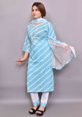 KURTIGHAR Printed, Embroidered Kurta, Trouser/Pant & Dupatta Set