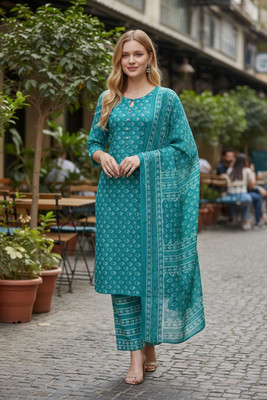 afn groups Printed Kurta, Trouser/Pant & Dupatta Set