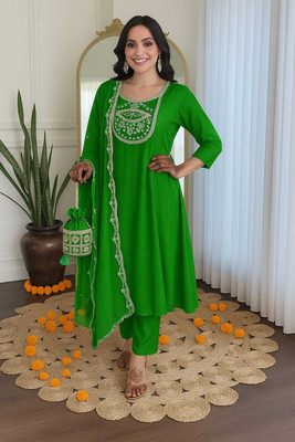 DESIHOOR Embroidered Kurta, Trouser/Pant & Dupatta Set