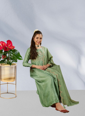 KHANJAN FASHION Embroidered Kurta, Trouser/Pant & Dupatta Set