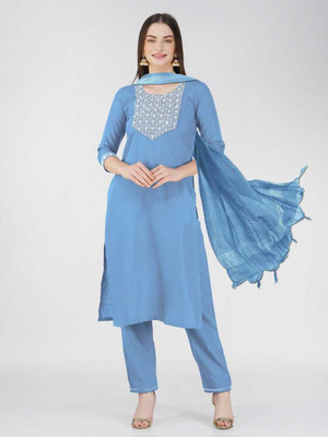 SoshrepCreation Embroidered Kurta, Trouser/Pant & Dupatta Set