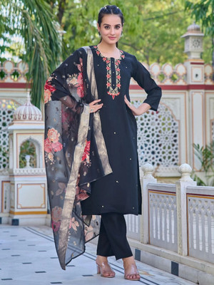 Tylissa Embroidered Kurta, Trouser/Pant & Dupatta Set