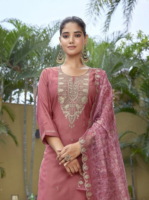 Royal Export Embroidered Kurta, Trouser/Pant & Dupatta Set