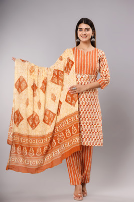 KRATI CREATIONS Printed Kurta, Trouser/Pant & Dupatta Set
