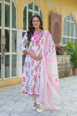 Anusheet Fashion Floral Print Kurta, Trouser/Pant & Dupatta Set