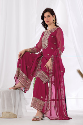 SK LIFESTYLE Embroidered, Embellished Kurta, Palazzo & Dupatta Set