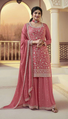 REVA FAB Embroidered Kurta, Palazzo & Dupatta Set