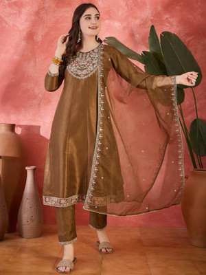 Sangria Embroidered Kurta, Trouser/Pant & Dupatta Set