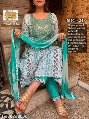 hariom collection Printed Anarkali Kurta, Bottom & Dupatta Set
