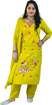 nisha's thread Embroidered Kurta, Trouser/Pant & Dupatta Set